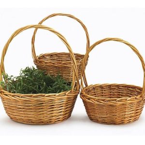 Baskets By The Case |   Light Stain Round Basket Case