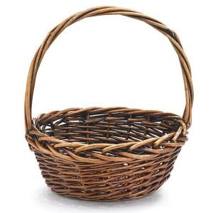 Baskets With Handles |   10" Dark Stain Willow Basket With Handle