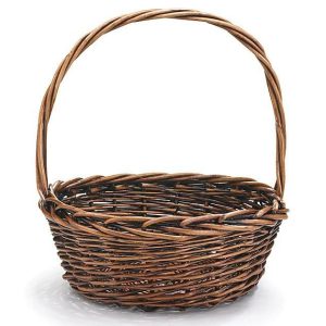 Baskets With Handles |   12" Dark Stain Willow Basket With Handle