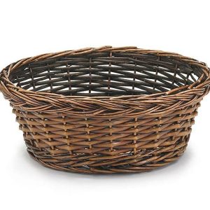 Baskets Without Handles |   10" Dark Staind Round Willow Basket