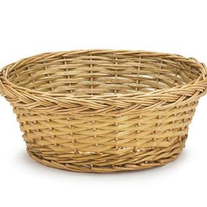 Baskets Without Handles |   10" Light Stained Round Willow Basket