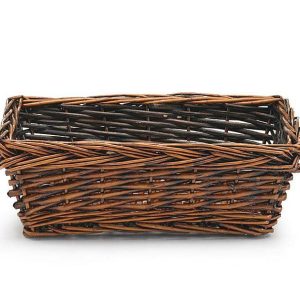 Baskets Without Handles |   11" Dark Stain Rectangle Willow Basket