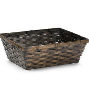 Baskets Without Handles |   12" Dark Stain Rectangle Bamboo Basket