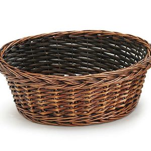 Baskets Without Handles |   12" Dark Stain Round Willow Basket