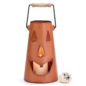 Candles & Candle Holders |   Lg Orange Jack-O-Lantern Candleholder