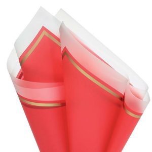 Cello Sheets |   Floral Wrap Bright Red Gold Trim