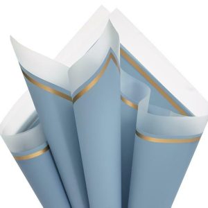 Cello Sheets |   Floral Wrap Columbia Blue Gold Trim