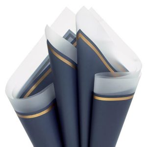 Cello Sheets |   Floral Wrap Navy Gold Trim