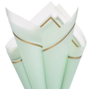 Cello Sheets |   Floral Wrap Pastel Green Gold Trim