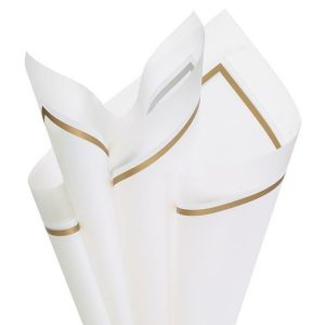 Cello Sheets |   Floral Wrap Solid White Gold Trim