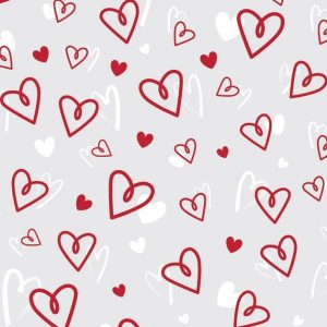 Cello Sheets |   Red/White Hearts On Clear Cellophane