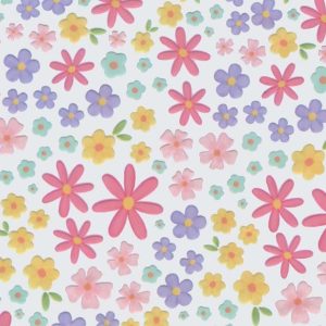 Cello Sheets |   Whimsical Floral On Clear Cello Sheet