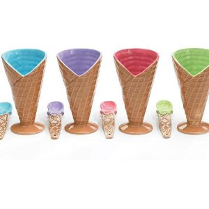 Ceramics |   8 Piece Ice Cream Cone Bowl/Spoon Set