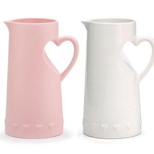 Ceramics |   Astd Pink Or White Heart Pitcher