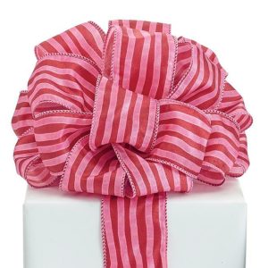 Decorative |   #40 Ribbon Pink And Red Stripes Wired