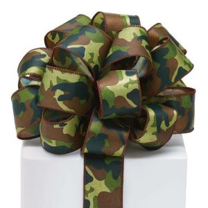 Decorative |   #9 Camo Satin Wired Ribbon