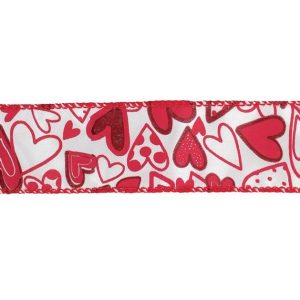 Decorative |   #9 White And Red Heart Ribbon