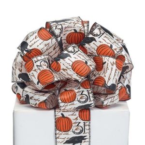 Decorative |   Ribbon #40 Crow On Pumpkin