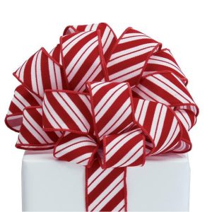 Decorative |   Ribbon #9 Red Velvet White Stripe