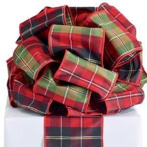 Fabric |   #100 Plaid Red Green Wired Ribbon