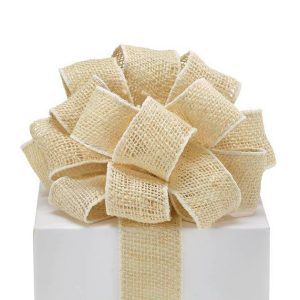 Fabric |   #16 Cream Burlap Wired Ribbon