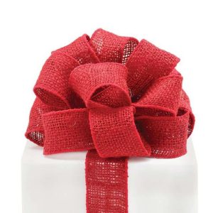 Fabric |   #16 Crimson Red Burlap Wired Ribbon