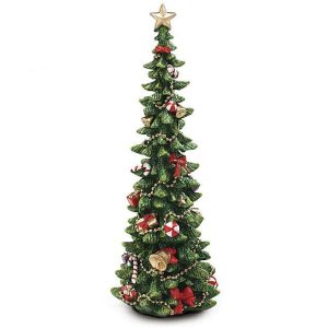 Figurines |   13" Decorated Resin Christmas Tree