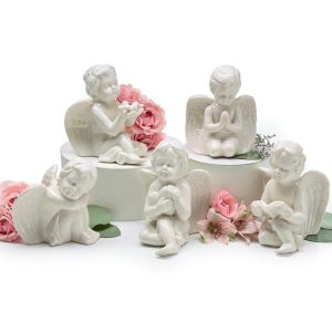 Figurines |   5 Piece White Porcelain Angel Set