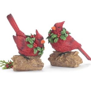 Figurines |   Cardinal Perched On Log Figurine