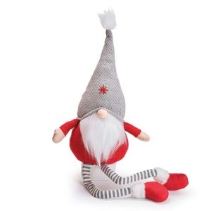 Gnomes |   Red And Gray Plush Gnome Sitter