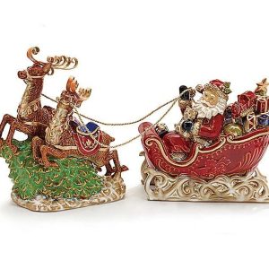 Home Accessories |   2 Piece Porcelain Santa In Sleigh Set