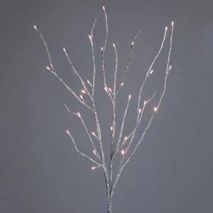 Home Accessories |   36" Lighted Tree Branch Silver Glitter