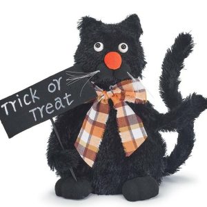 Home Accessories |   Black Cat Shelf Sitter Holding Sign