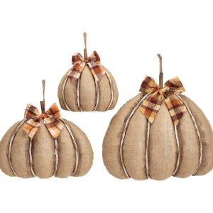 Home Accessories |   Decorative Burlap Covered Pumpkins