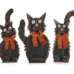 Home Accessories |   Hand Painted Wood Cat Decor Trio