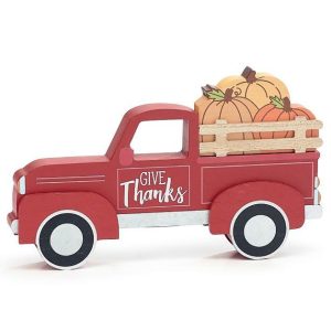 Home Accessories |   Red Pumpkin Truck Shelf Sitter