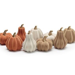 Home Accessories |   Small Harvest Flocked Pumpkins Decor