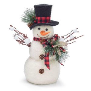 Home Accessories |   Snowman With Black Top Hat And Stick Arm