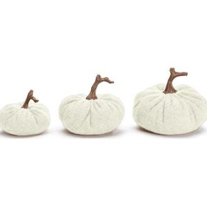 Home Accessories |   Soft Cream Wool Pumpkins With Stems