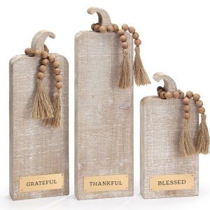 Home Accessories |   Varied Wooden Pumpkin Set With Messages