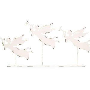 Inspirational |   White Distressed 3 Flying Angels Decor