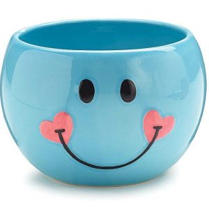 Pails |   Blue Smiley Face Ceramic Planter