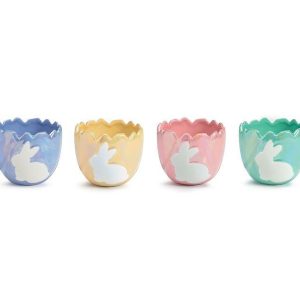 Pails |   Iridescent Egg Shape White Bunny Planter