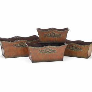 Pails |   Ornate Embossed Tin Nested Planter Set