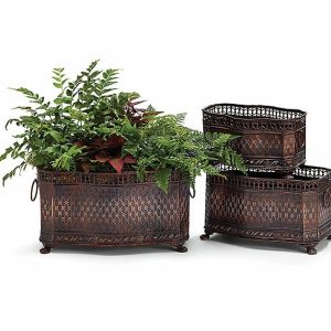 Pails |   Ornate Raised Tin Nested Planter Set