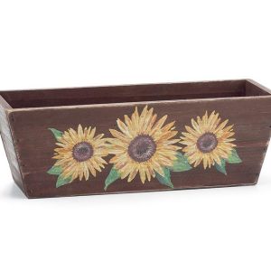 Pails |   Rectangle Wood Sunflower Planter