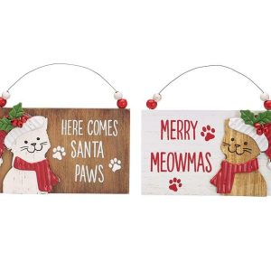 Pet Gifts |   Astd Plaque Ornament With Christmas Cats