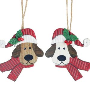 Pet Gifts |   Astd Wooden Dog Ornaments With Tin Hats