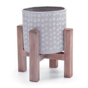 Planters |   Embossed Gray Planter With Stand