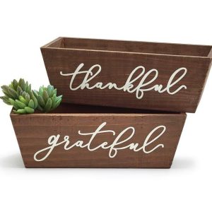 Planters |   Grateful Thankful Wood Planter Set